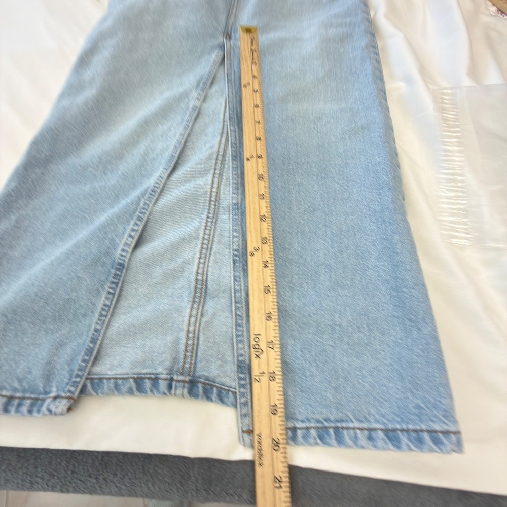 Gianni Bini Light Wash Denim Maxi Skirt High Waisted Front Slit Size 2 Blue Long - Picture 11 of 11
